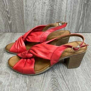 Spring Step Madeleine Red Leather Heeled Dress Sandals EU 40 (US 9)